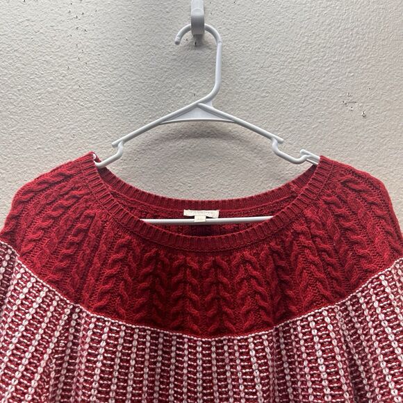 Talbots Womens Sweater Large Red Cable Knit Cotton Blend Pullover Long Sleeve - Picture 2 of 6